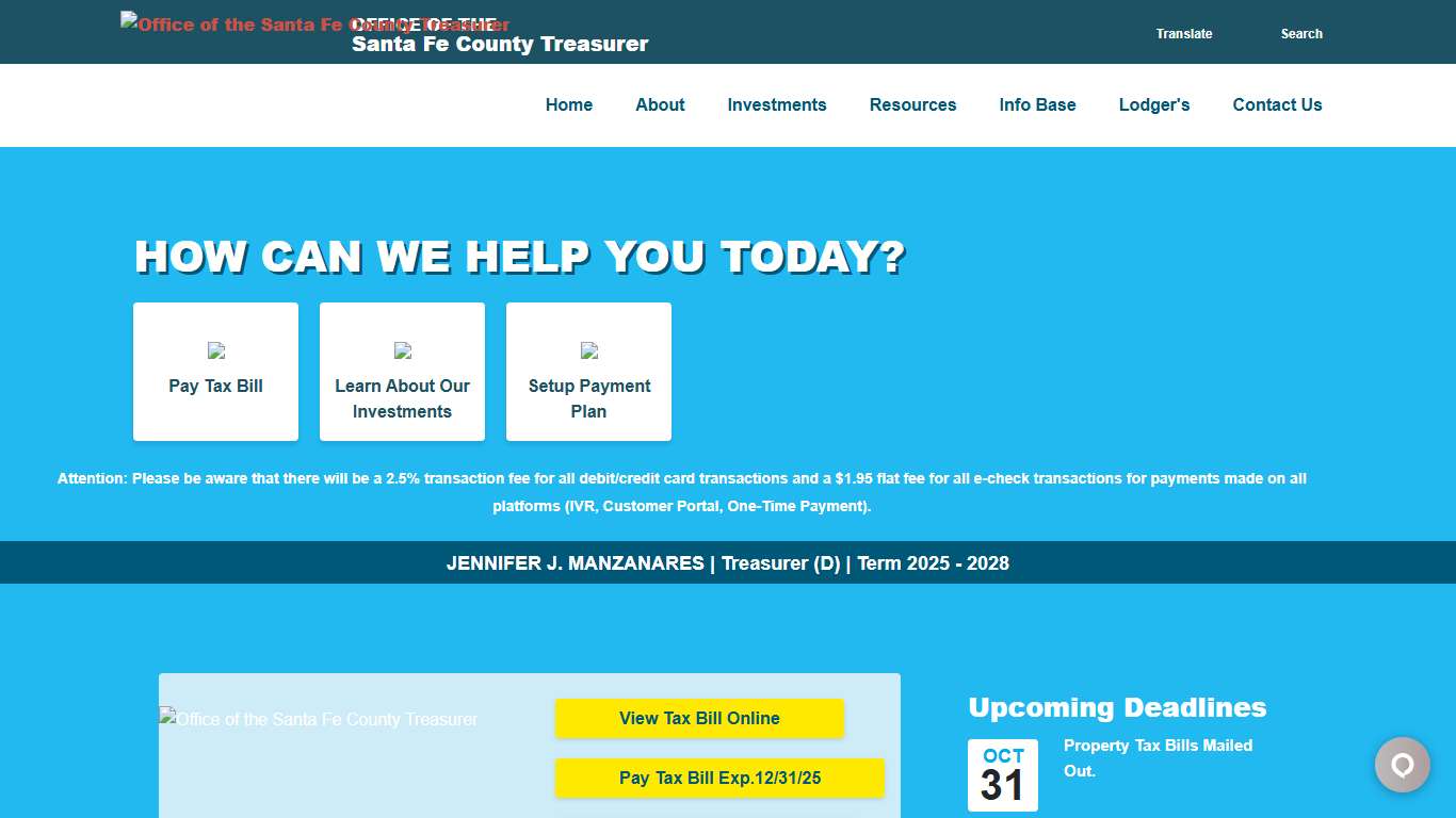 Office of the Santa Fe County Treasurer | Santa Fe County